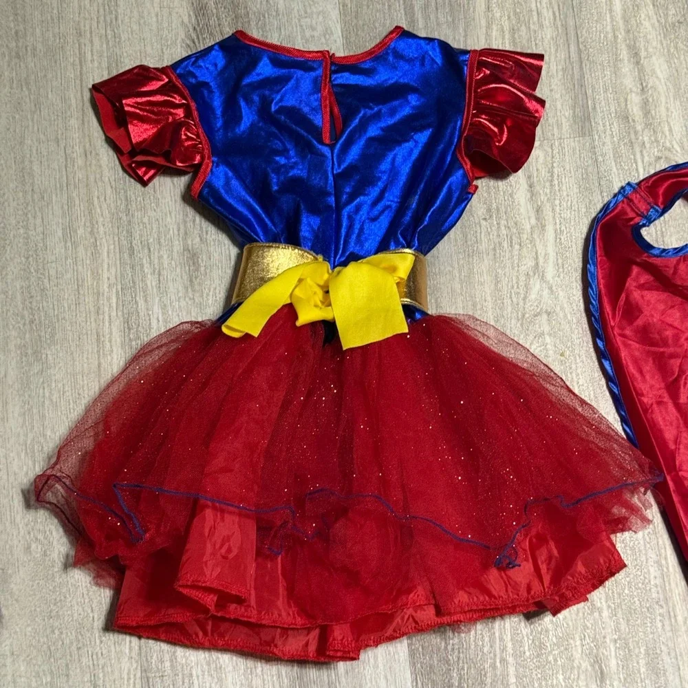 Supergirl Costume Dress Cape Girls Kids Superhero Halloween‎ Cosplay Small